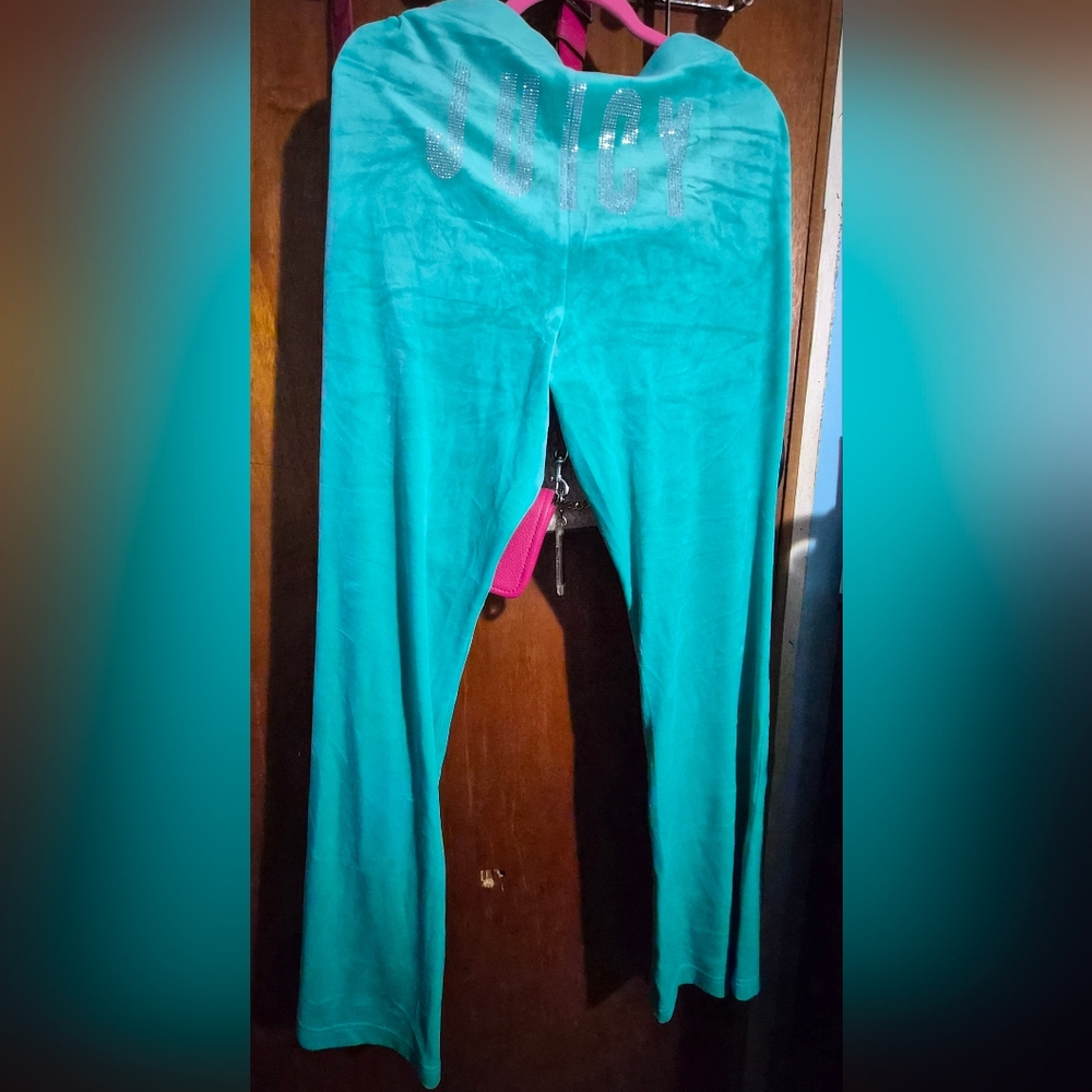 Juicy Couture Teal Velour Trousers Size Large